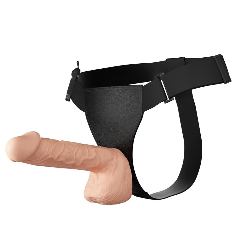 26 cm Belden Bağlamalı İçi Dolu Titreşimli Büyük Strapon Penis - Görsel 4