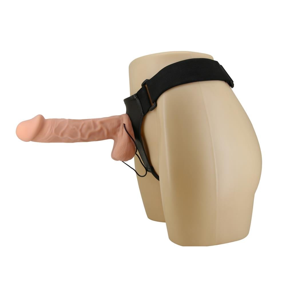 26 cm Belden Bağlamalı İçi Dolu Titreşimli Büyük Strapon Penis - Görsel 3