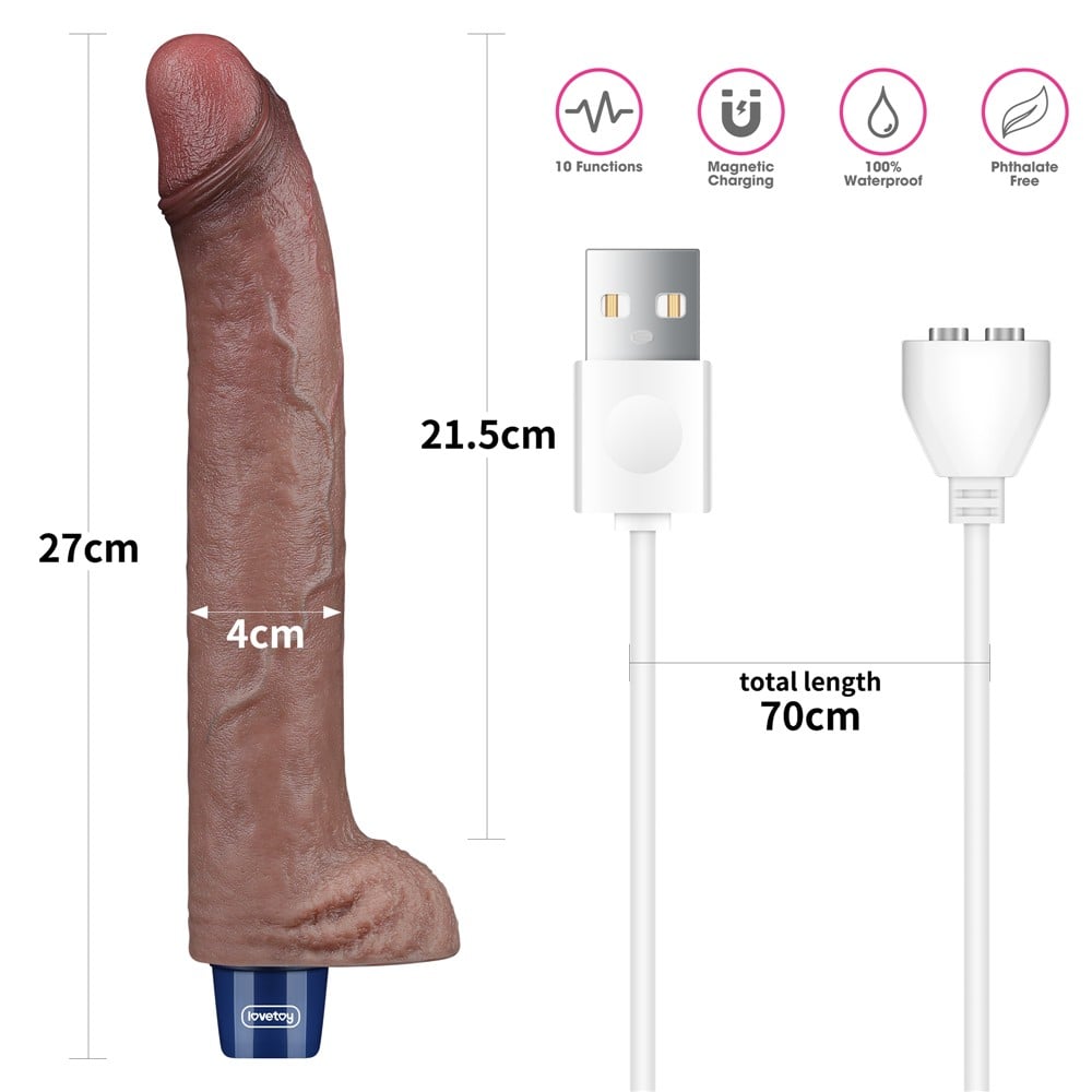 27 cm USB Şarjlı Yeni Nesil Realistik Titreşimli Dildo Penis - Görsel 3