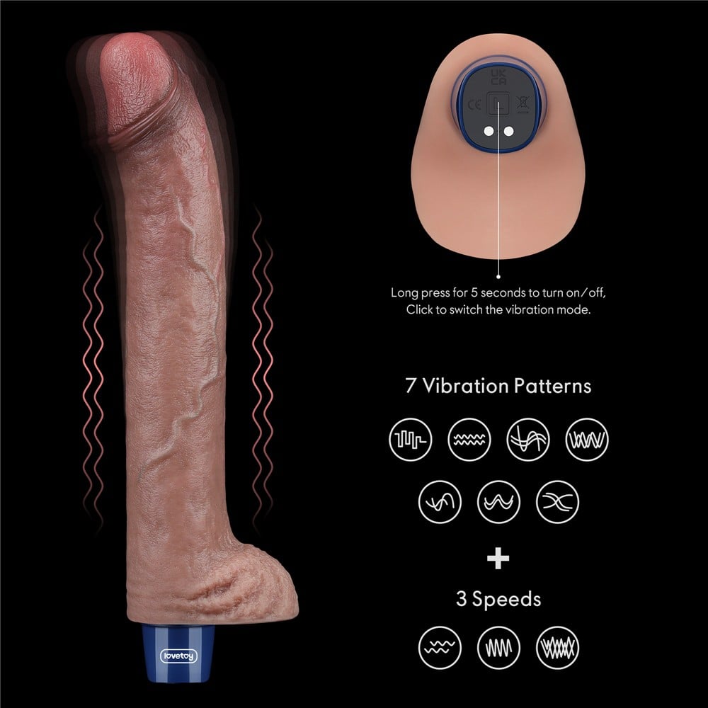 27 cm USB Şarjlı Yeni Nesil Realistik Titreşimli Dildo Penis - Görsel 4