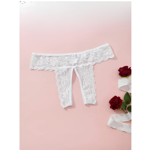 Bouquet Bouqtique Büyük Beden Fantezi Kadın 3'lü Özel Bölgeleri Açık Dantelli Tanga seti BQT350045-B - Görsel 3