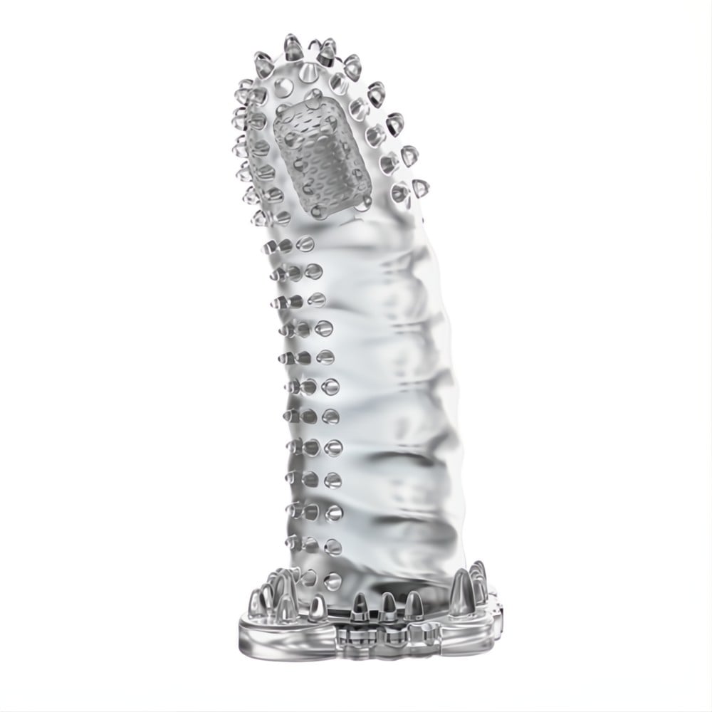 4 cm Uzatmalı Eğik Titreşimli Şeffaf Penis Kılıfı - Görsel 3
