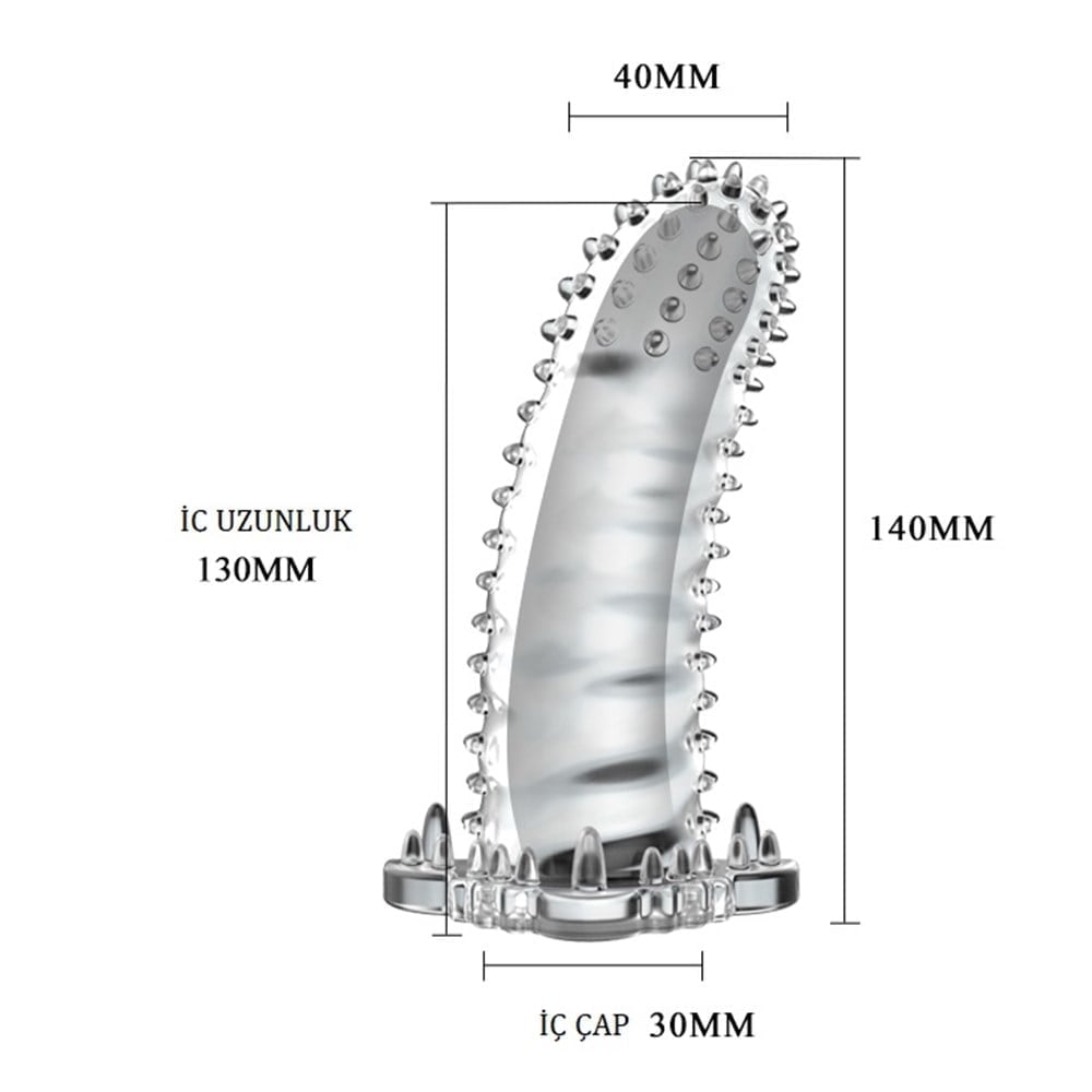 Klitoral Uyarıcılı Tırtıklı Şeffaf Penis Kılıfı - Görsel 6