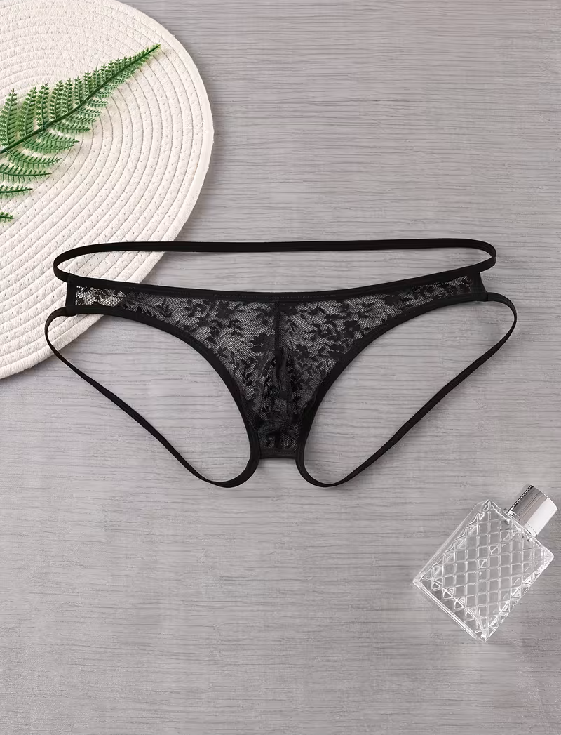 Bouquet Bouqtique Seksi Dantelli Arkası Açık Seksi Siyah Erkek Külot BQT354626 - Görsel 4