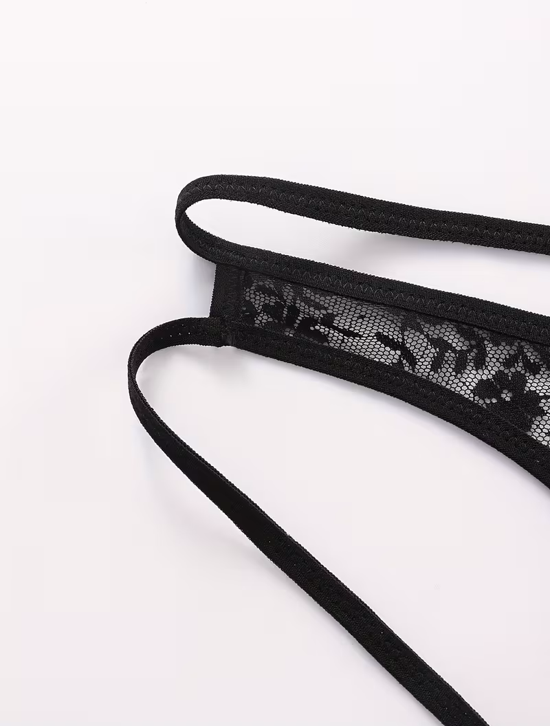 Bouquet Bouqtique Seksi Dantelli Arkası Açık Seksi Siyah Erkek Külot BQT354626 - Görsel 6