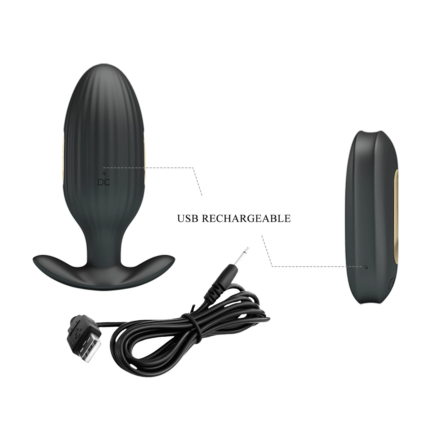 Altın Serisi – 7 Titreşim Modlu, 3 Elektrik Şok Fonksiyonlu, Uzaktan Kumandalı USB Şarjlı Anal Plug – Kelly - Görsel 7