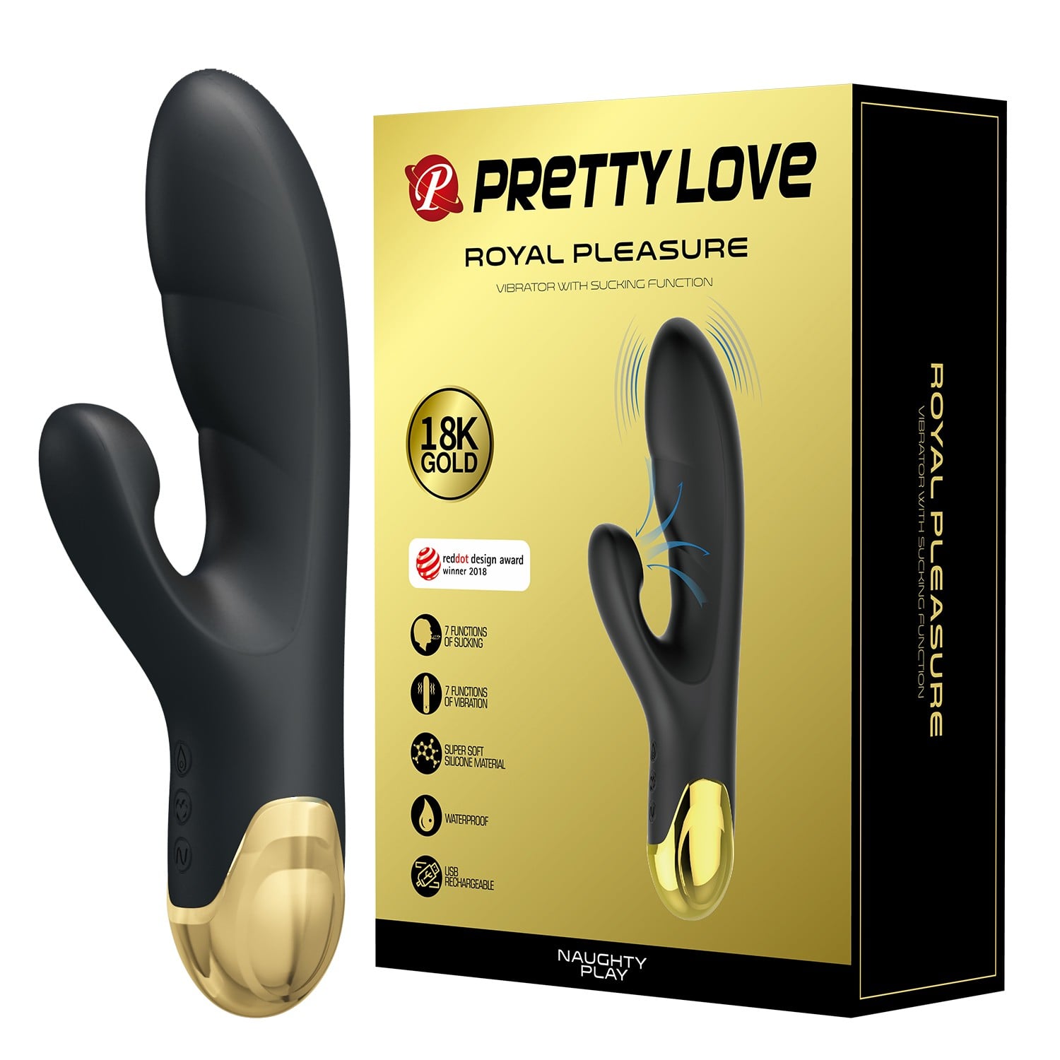 Altın Serisi – 7 Titreşim Modlu & 7 Emme Fonksiyonlu USB Şarjlı Vibratör – Naughty Play