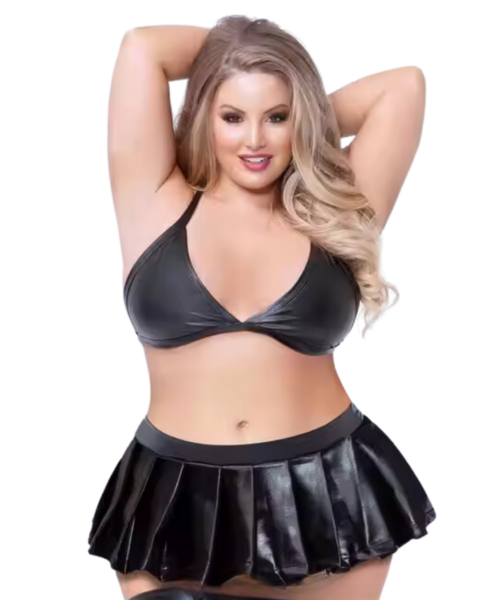 Bouquet Bouqtique Büyük Beden Fantezi Sütyen ve Pileli Mini Etek Takımı BQT3510129