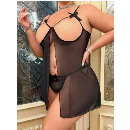 Bouquet Bouqtique Fantezi Büyük Beden Göğsü Açık Transparan Gecelik BQT353268 - Görsel 3