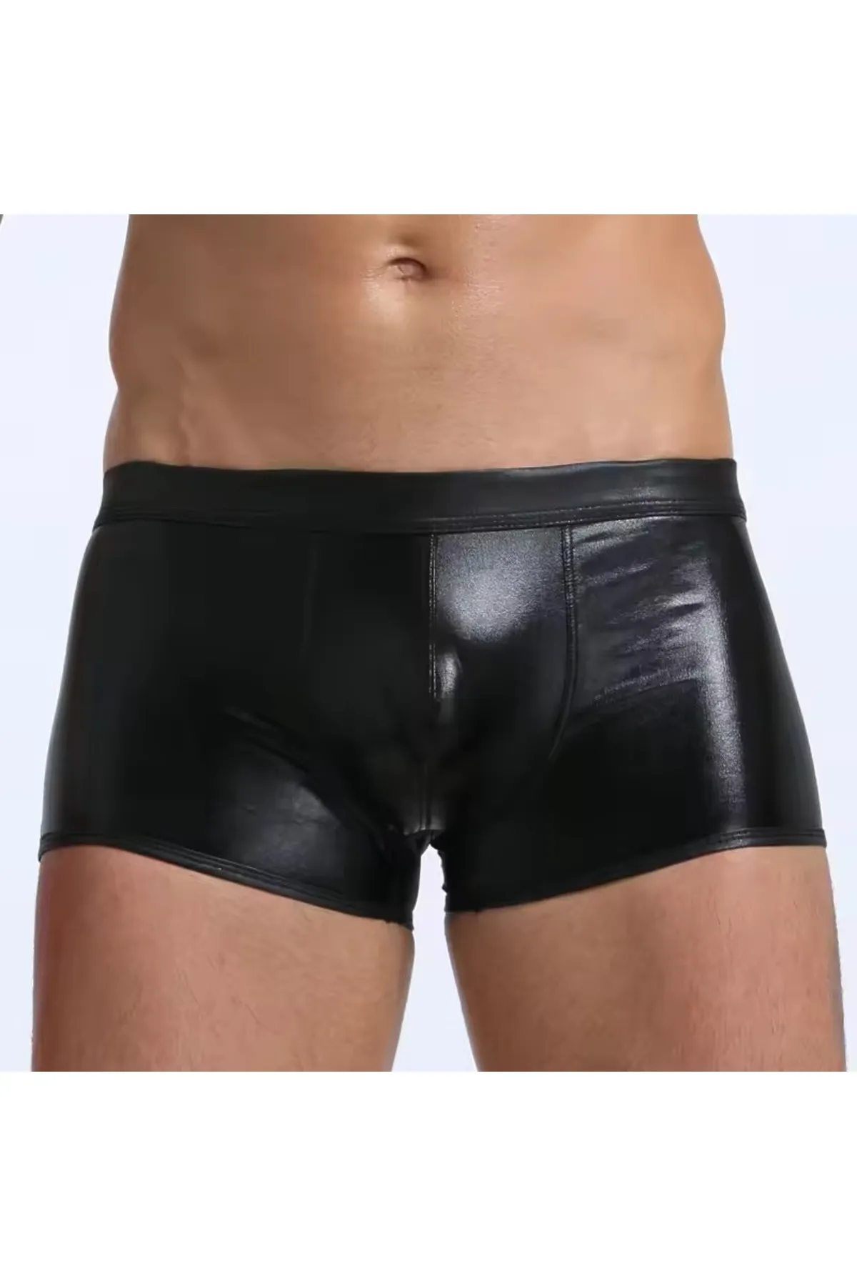 Bouquet Bouqtique Fantezi Deri Görünümlü Seksi Siyah Erkek Boxer - Fantezi Tanga BQT354605