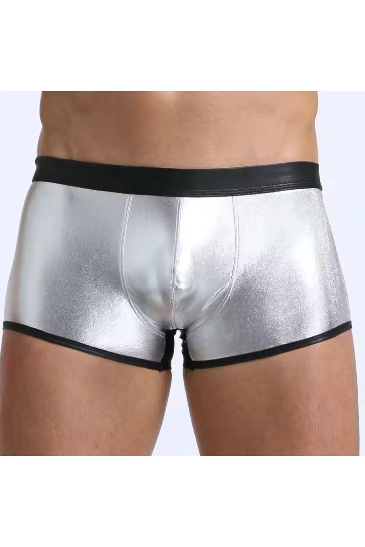 Bouquet Bouqtique Fantezi Deri Görünümlü Gümüş Erkek Boxer Tanga BQT354607