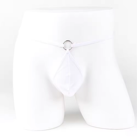 Bouquet Bouqtique Fantezi Beyaz Transparan Halkalı Tül Erkek String Seksi Erkek İç Çamaşırı BQT354611