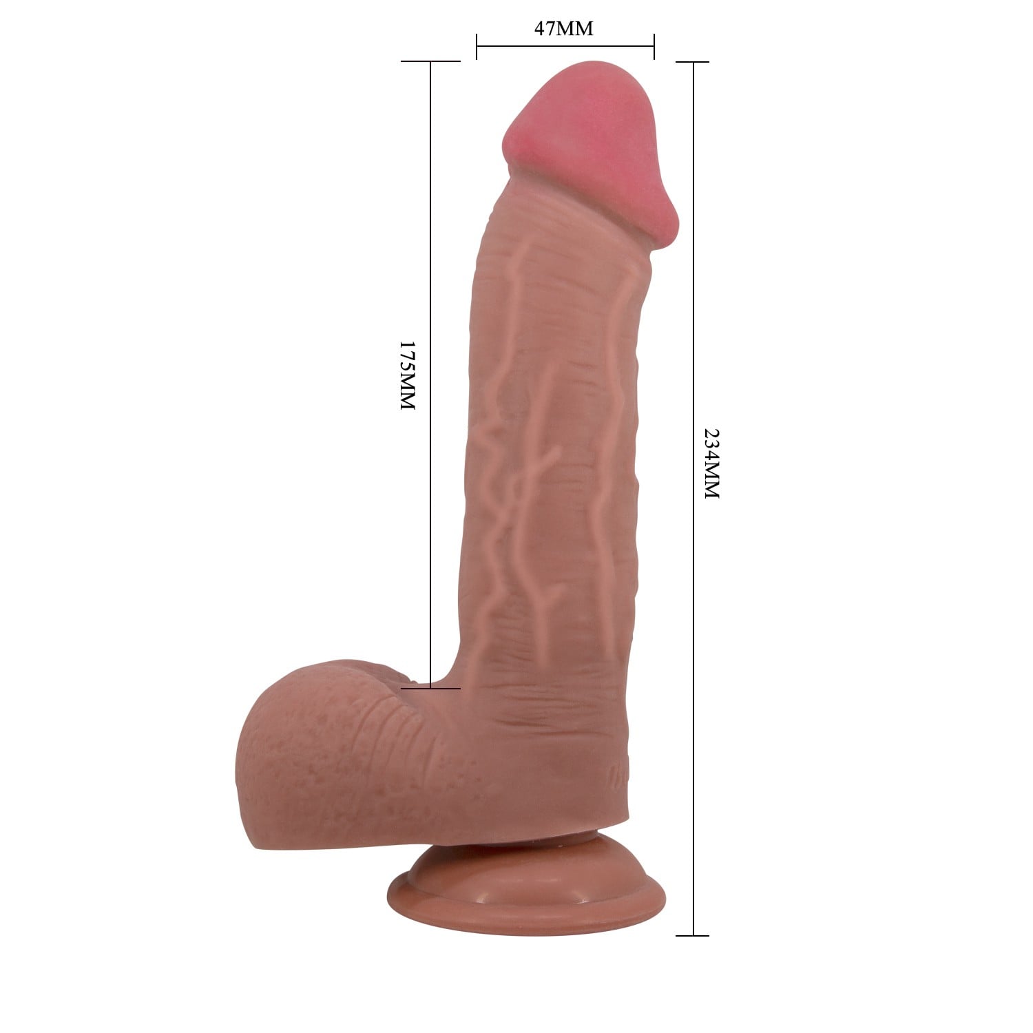 Belden Bağlamalı 23,4 cm Çift Katmanlı Gerçekçi Melez Dildo Penis - Emeka - Görsel 7