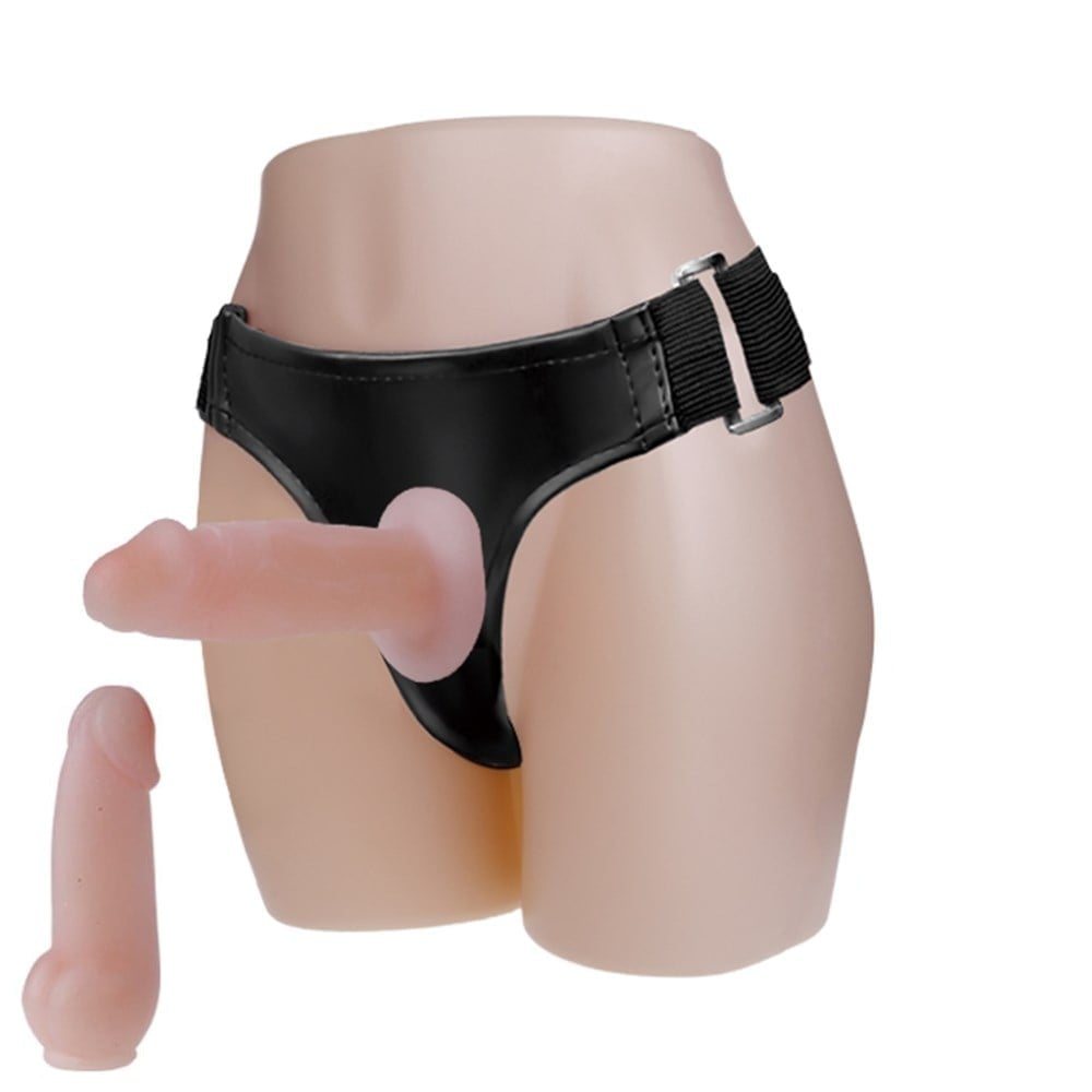 Belden Bağlamalı İçi Dolu 10cm Çift Strapon Penis - Görsel 2