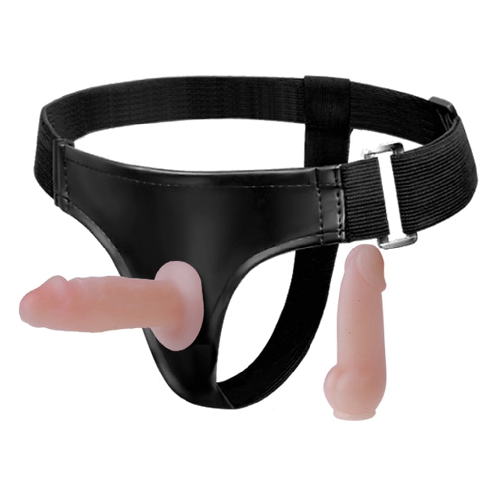 Belden Bağlamalı İçi Dolu 10cm Çift Strapon Penis - Görsel 3
