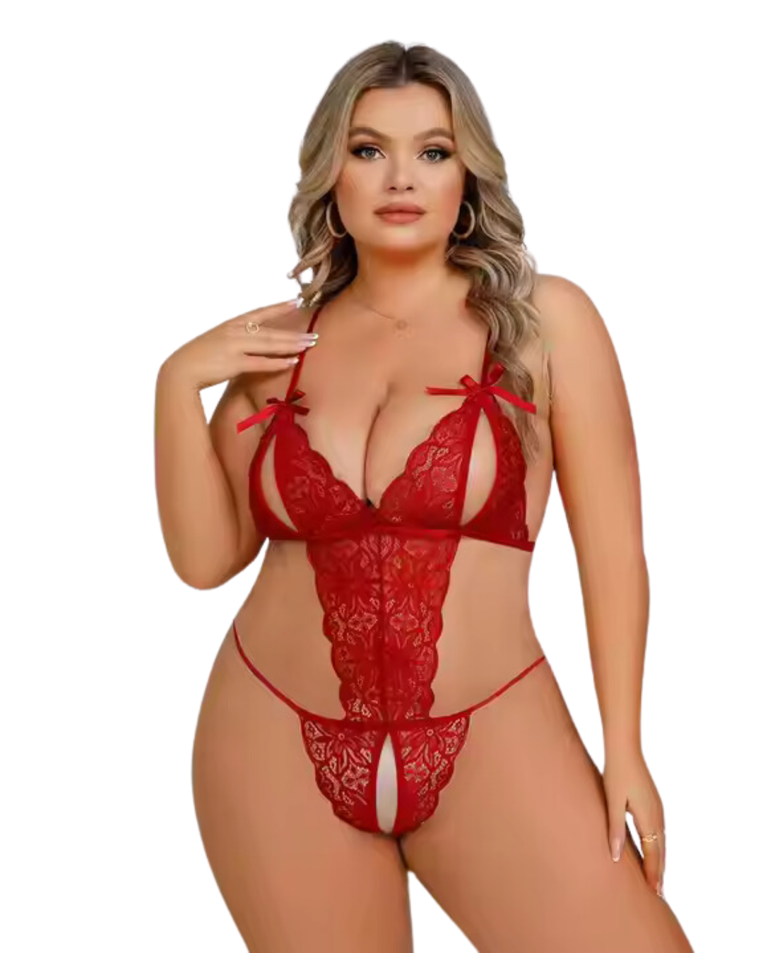 Bouquet Bouqtique Büyük Beden Fantezi Kırmızı Dantelli Babydoll BQT359250