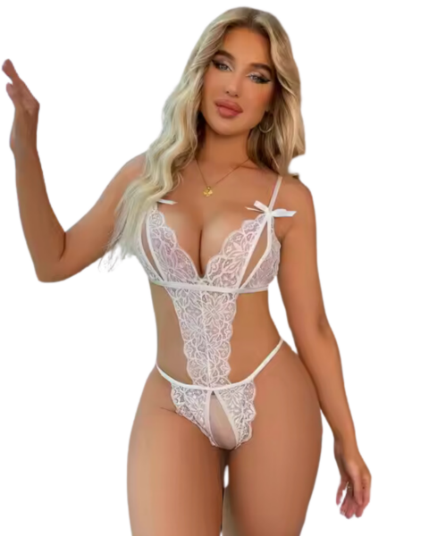 Bouquet Bouqtique Büyük Beden Fantezi Beyaz Dantelli Babydoll BQT359248