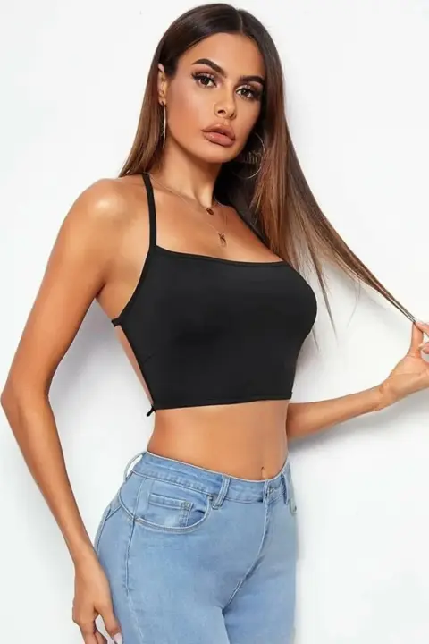 Bouquet Bouqtique Kadın Sırtı Açık Siyah Belden Bağlamalı Crop Büstiyer BQT355441