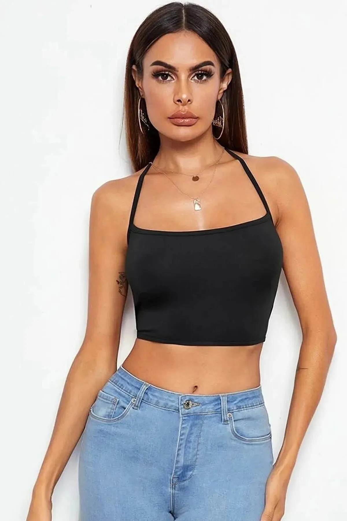 Bouquet Bouqtique Kadın Sırtı Açık Siyah Belden Bağlamalı Crop Büstiyer BQT355441 - Görsel 3