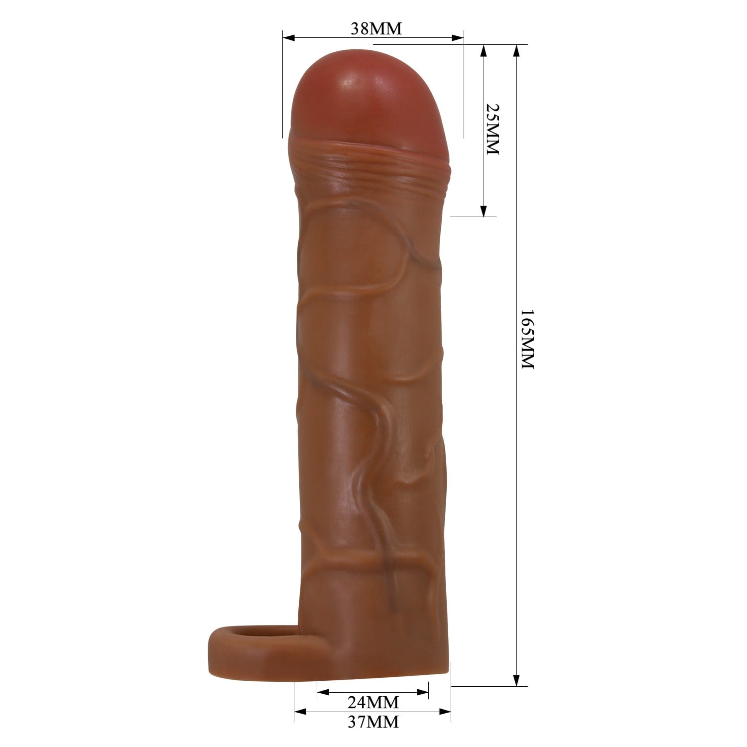 Extended 2.5 cm Uzatmalı Halkalı Melez Rengi Tabanlı Gerçekçi Penis Kılıfı – Bunion - Görsel 6