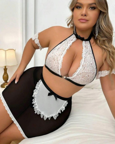 Bouquet Bouqtique Büyük Beden Fantazi Seksi Halkalı Dantelli Babydol Gecelik BQT359235-B