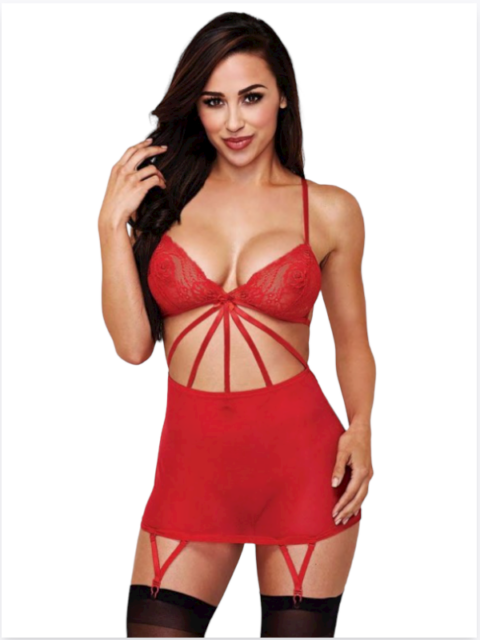 Bouquet Bouqtique Büyük Beden Fantazi Kırmızı Dantelli Jartiyer Takım BQT353256