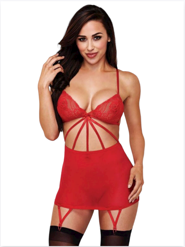 Bouquet Bouqtique Büyük Beden Fantazi Kırmızı Dantelli Jartiyer Takım BQT353256