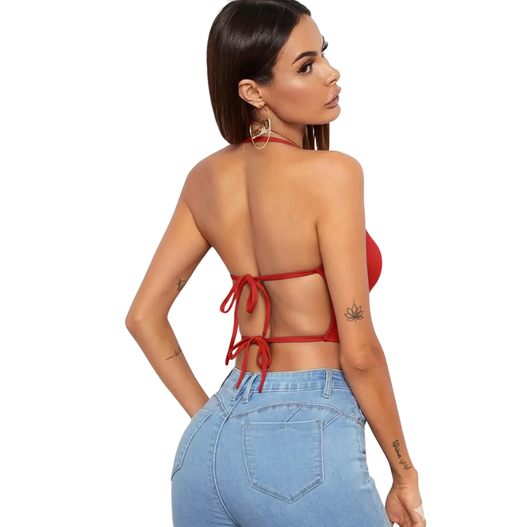 Bouquet Bouqtique Kadın Sırtı Açık Kırmızı Belden Bağlamalı Crop Büstiyer BQT355441-K - Görsel 3