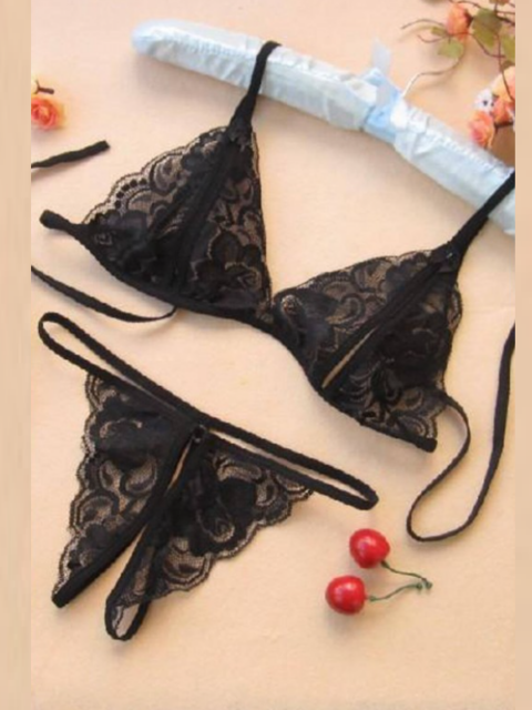 Bouquet Bouqtique Fantezi Siyah Dantelli Seksi Sütyen Külot Takım BQT359705