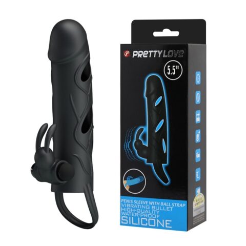 Titreşimli Klitoral Uyarıcılı Uzatmalı Penis Kılıfı Zenci Penis