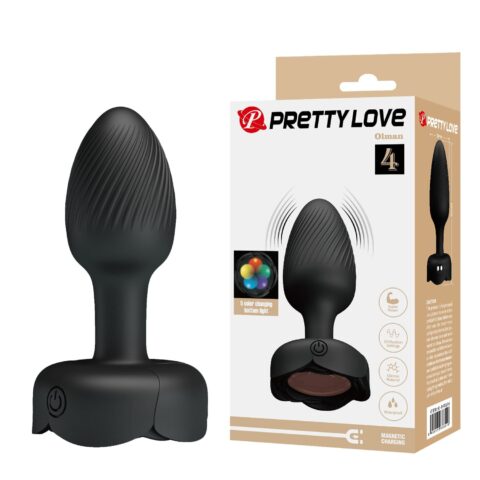 USB Şarjlı 10 Fonksiyonlu Titreşimli 5 Renk LED Işıklı Silikon Anal Plug – Olman