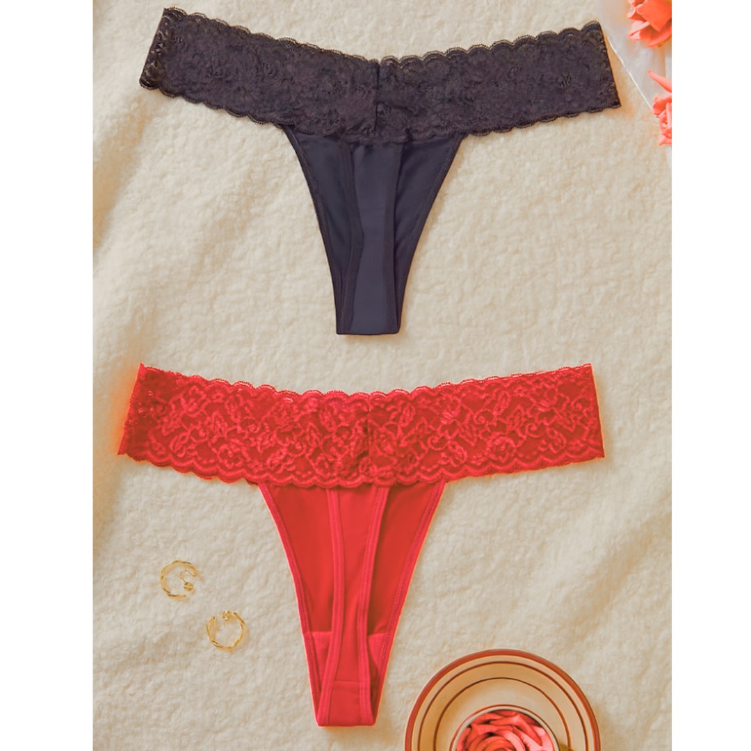 Bouquet Bouqtique Büyük Beden Kadın 2'li Dantelli Seksi Tanga BQT350053B - Görsel 2