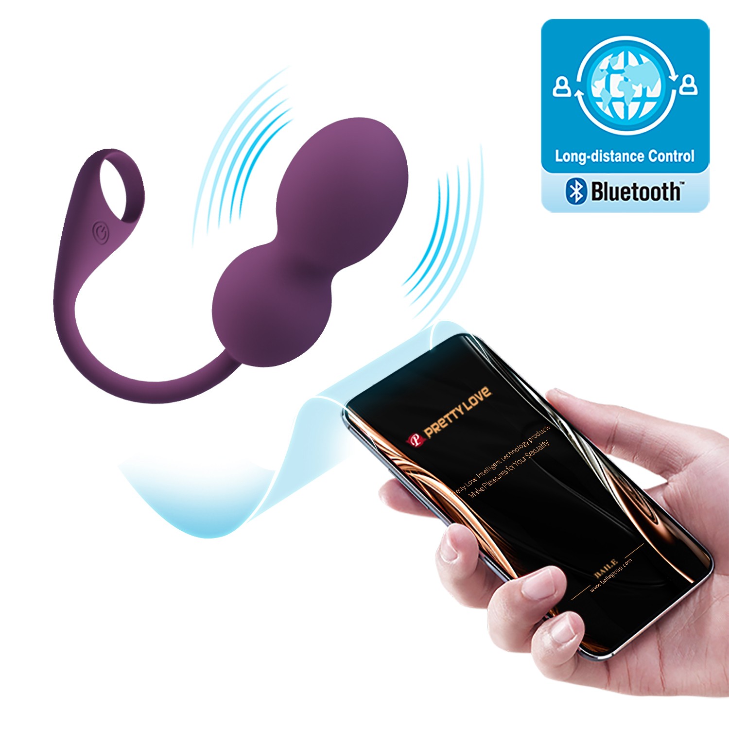 12 Fonksiyonlu Telefon Kontrollü Şarjlı Titreşimli Kegel Topu – Elvira (Mor) - Görsel 2