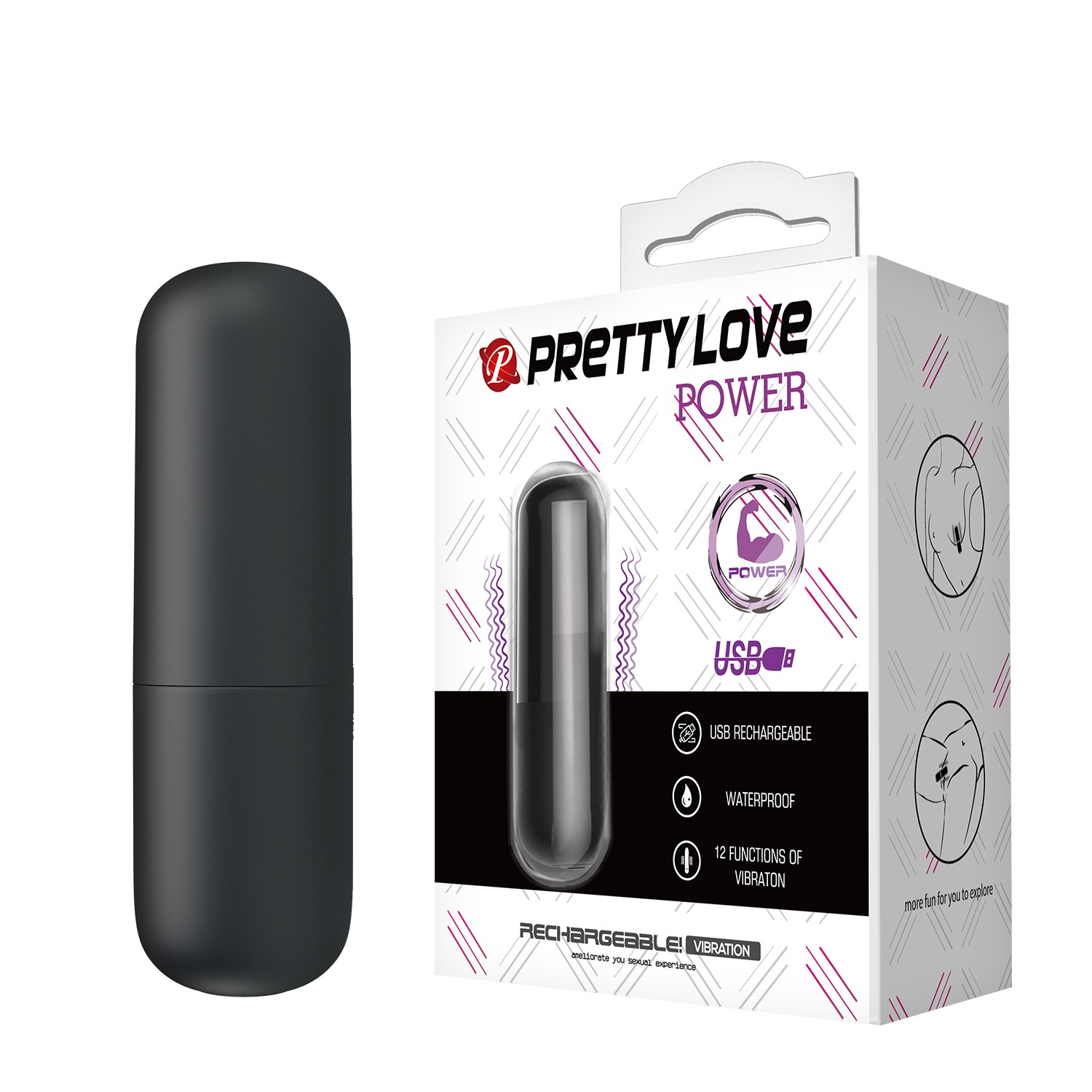 12 Fonksiyonlu USB Şarjlı Mini Bullet Vibratör – Power (Siyah)