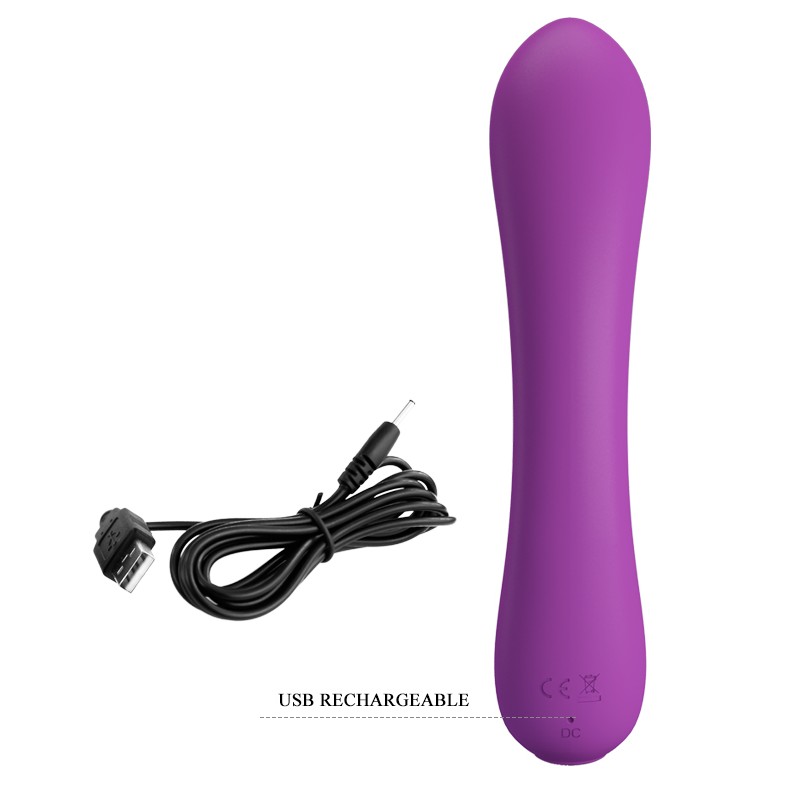 12 Fonksiyonlu USB Şarjlı Yumuşak Silikon Vibratör - Elsa (Mor) - Görsel 7