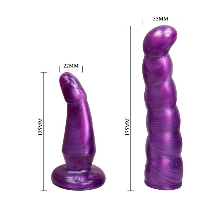 17.5 cm Belden Bağlamalı Çift Taraflı Mor Strap-On - Görsel 7