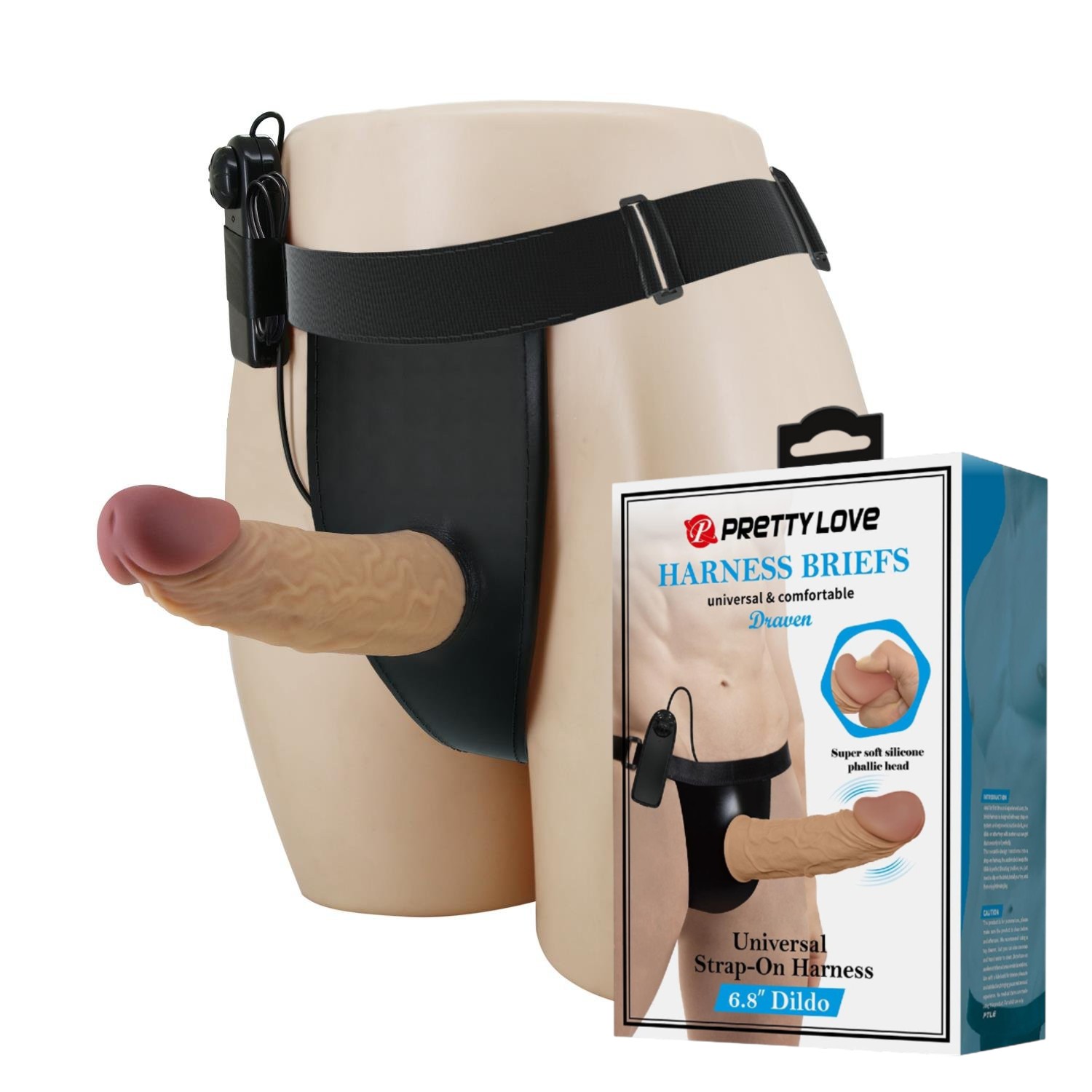 17,5 cm Titreşimli Belden Bağlamalı İçi Boş 7 cm Dolgulu Strapon Penis - Draven