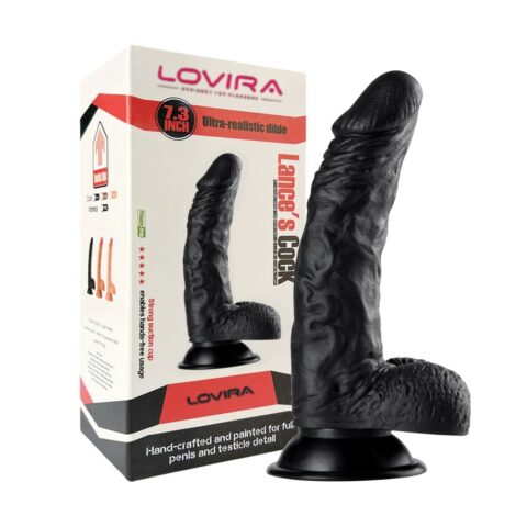 18 cm Realistik Dokulu Vantuzlu Dildo Penis – Siyah