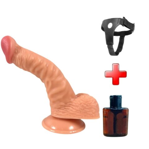 19 cm Realistik Dokulu Ten Rengi Belden Bağlamalı Vantuzlu Dildo Penis – Iron