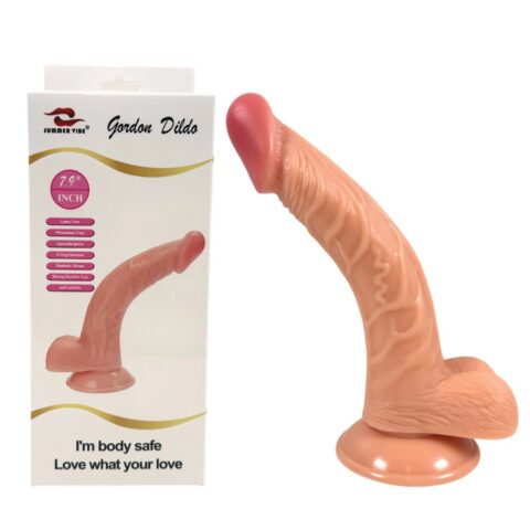 20 cm Kavisli Realistik Dokulu Ten Rengi Vantuzlu Dildo Penis – Gordon