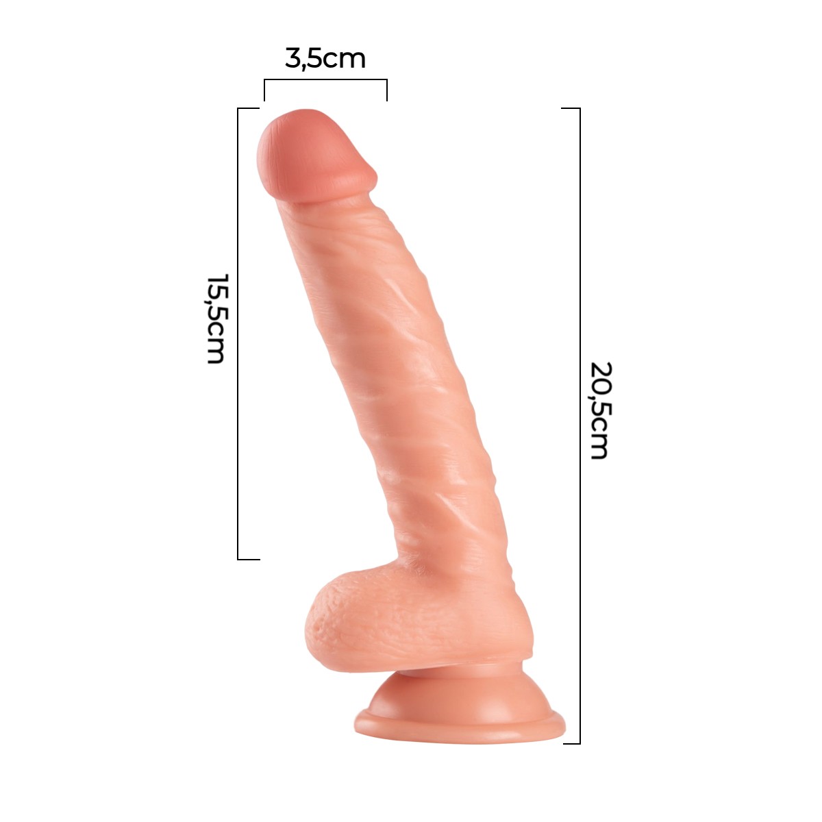 20,5 cm Realistik Dokulu Vantuzlu Dildo Penis – Ten Rengi - Görsel 5