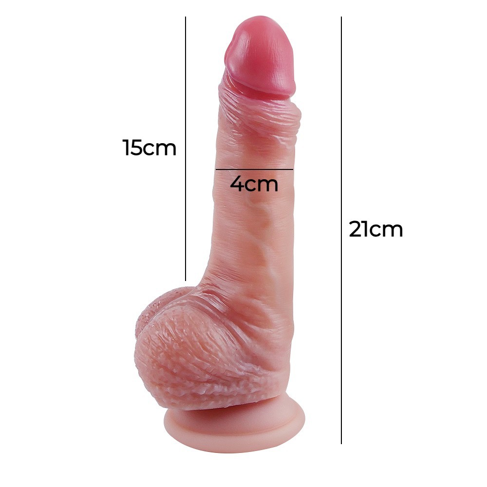 21 cm Çift Katmanlı Ultra Gerçekçi Melez Belden Bağlamalı Vantuzlu Dildo Penis – Zerak - Görsel 5