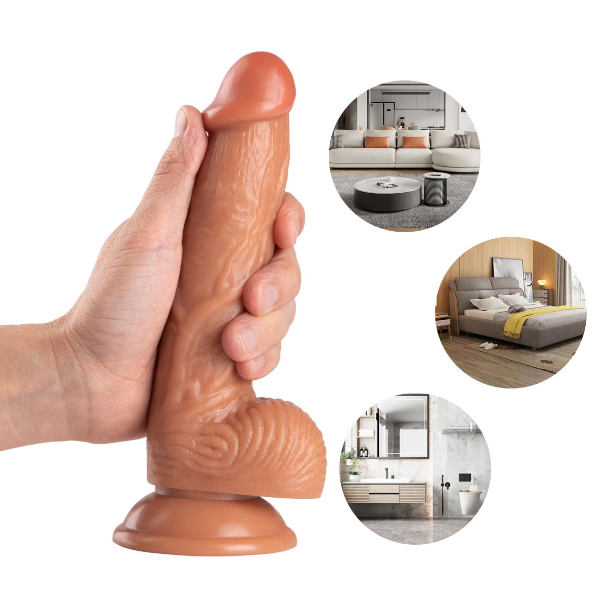 21 cm Realistik Dokulu Belden Bağlamalı Vantuzlu Dildo Penis – Melez - Görsel 5