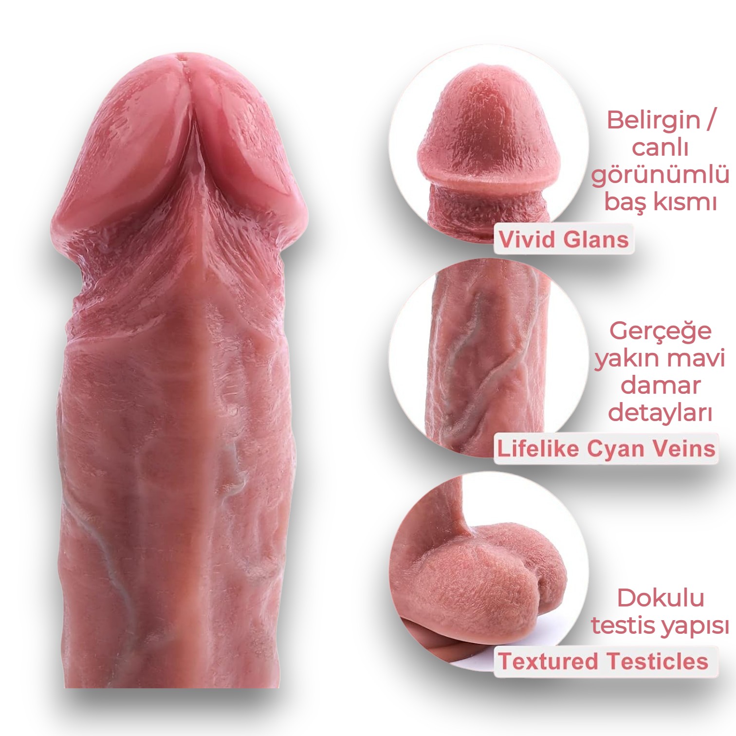 21,5 cm Ultra Gerçekçi Melez Vantuzlu Dildo Penis – Nexor - Görsel 2