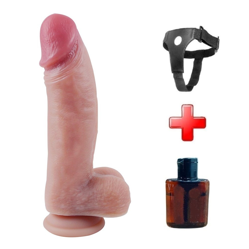 22 cm Ultra Gerçekçi Melez Belden Bağlamalı Vantuzlu Dildo Penis – Draven