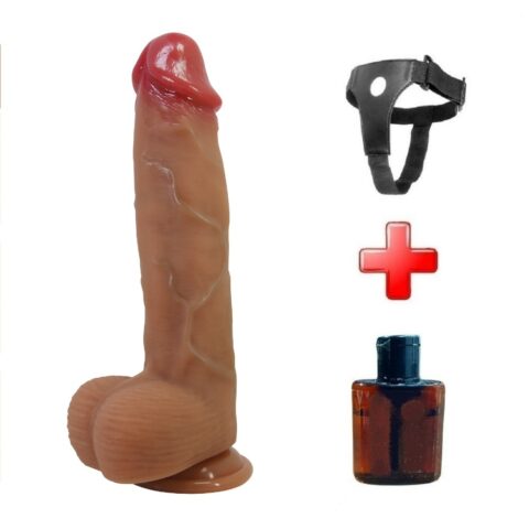 23,5 cm Süper Yumuşak Gerçekçi Silikon Belden Bağlamalı Dildo Penis – Orton
