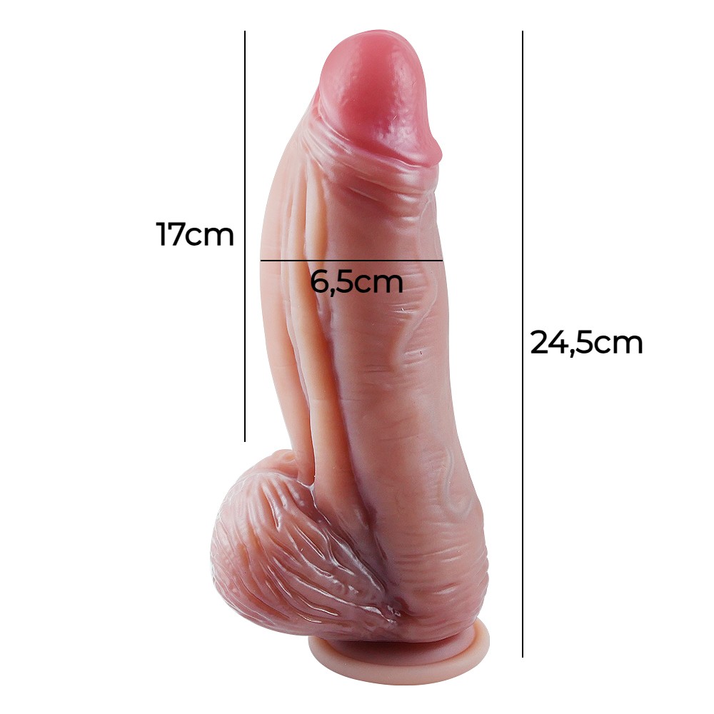 24,5 cm Dev Kalın Ultra Gerçekçi Melez Belden Bağlamalı Vantuzlu Dildo Penis – Draxor - Görsel 6