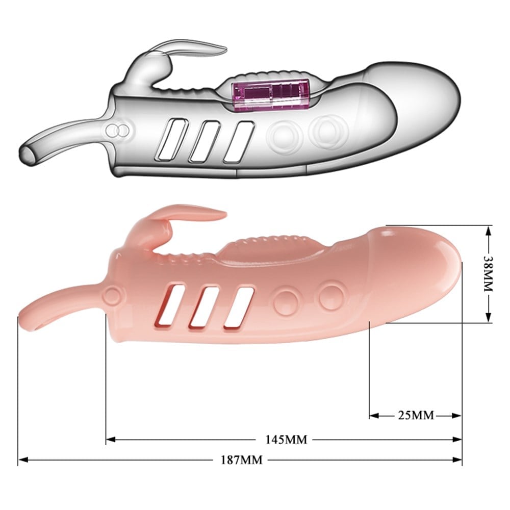 2,5 cm Dolgu Uzatmalı Titreşimli Penis Kılıfı Prezervatif Vibratör - Görsel 7
