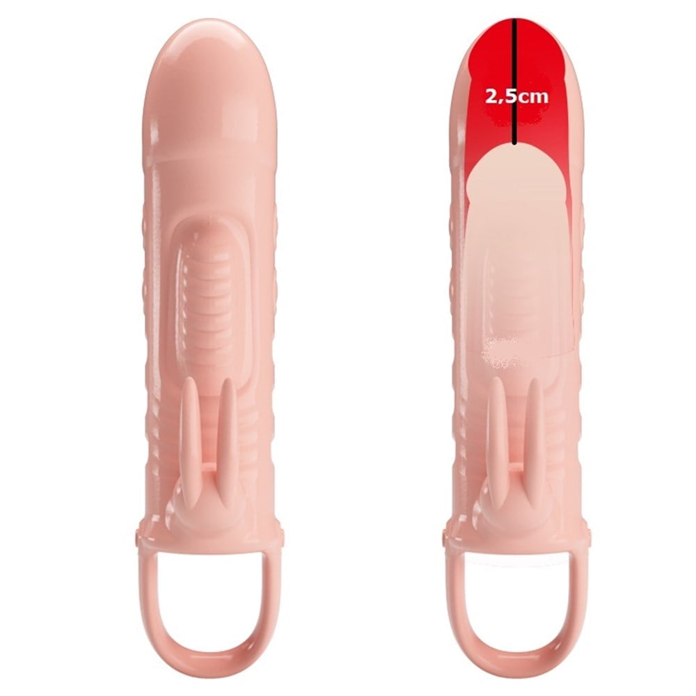 2,5 cm Dolgu Uzatmalı Titreşimli Penis Kılıfı Prezervatif Vibratör - Görsel 5