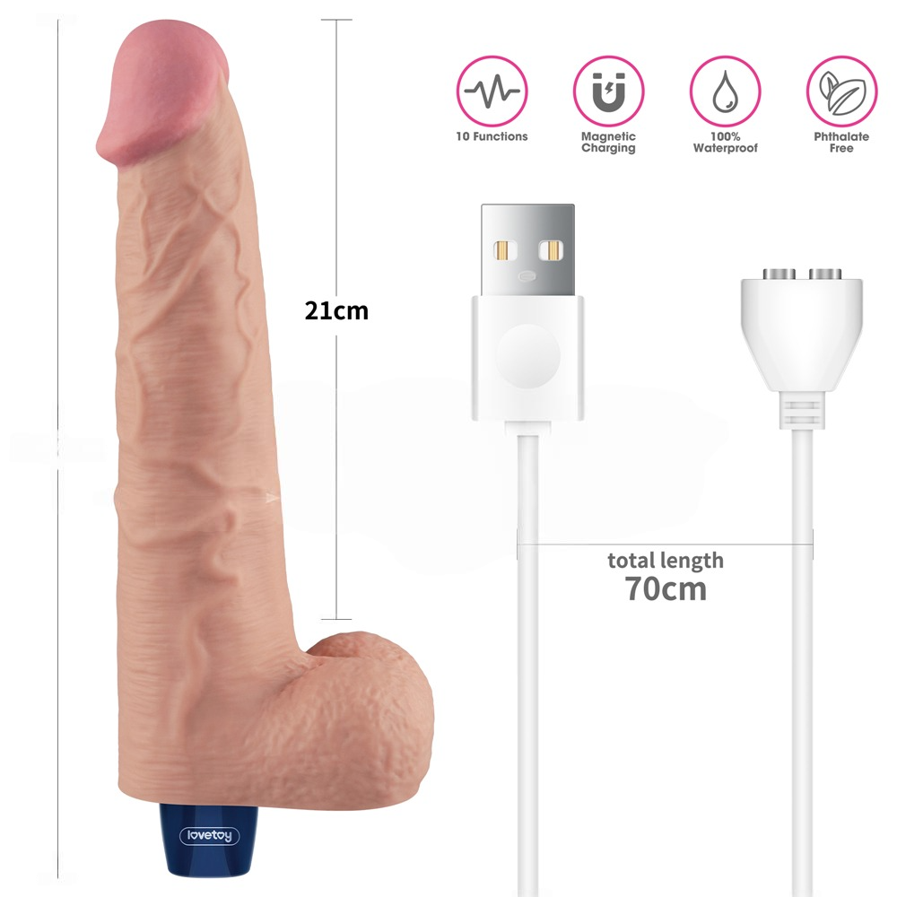 27.2 cm USB Şarjlı Yeni Nesil Realistik Titreşimli Ten Dildo Penis - Görsel 2